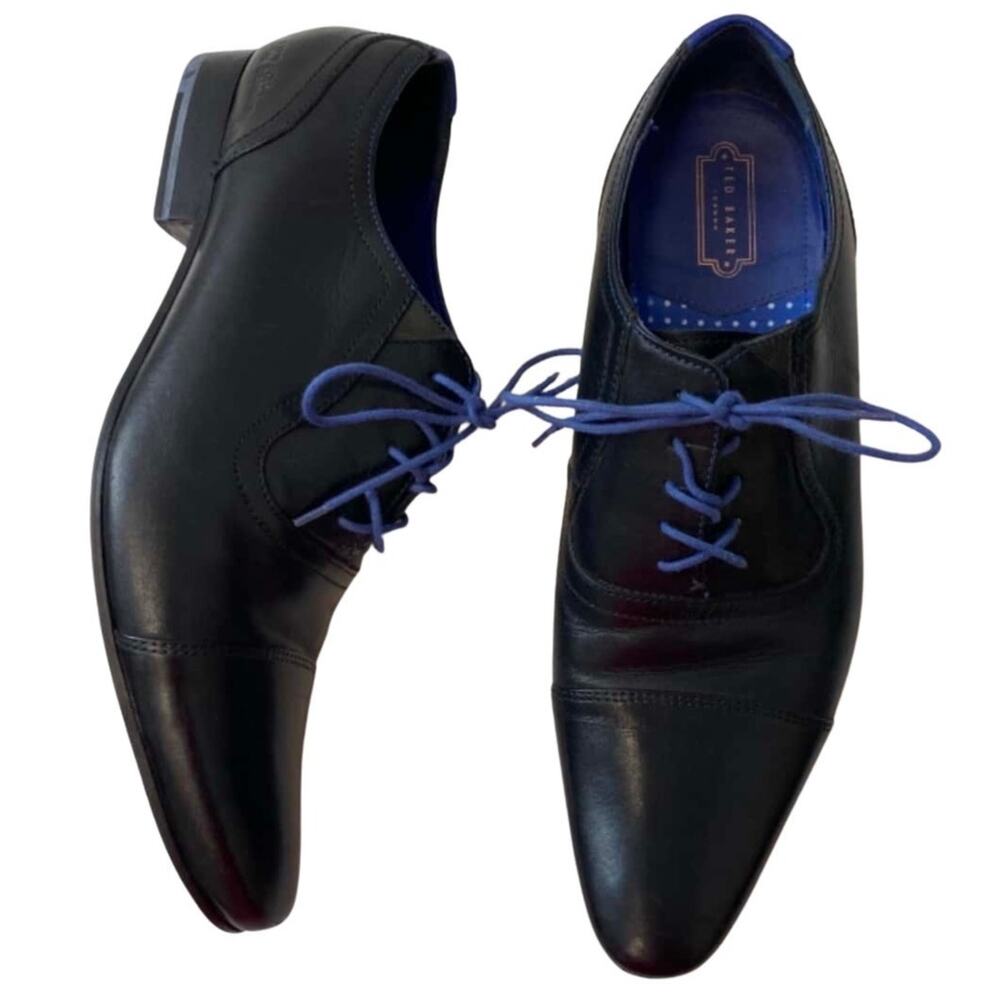 Ted Baker Mens Oxfords Dress Black Cap Toe Rogrr Classic Leather Sz 11